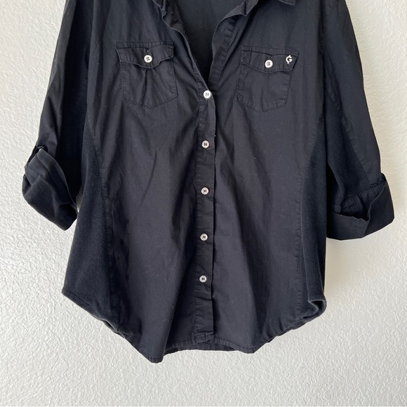 G by Guess Black Button Up Utility Long Sleeve Size Large - Picture 3 of 9